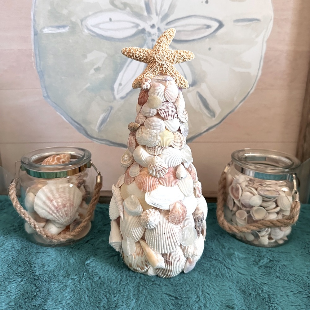 Handmade Sea Shell Tree with Starfish Topper